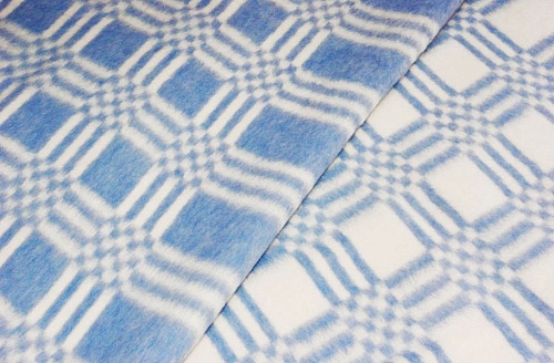Детское байковое одеяло Синяя комбинированная клетка