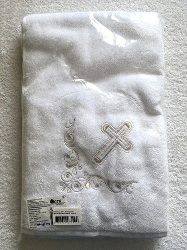 Детское махровое полотенце С140/3-ЮА (4411, Крестильная простынка) серебро